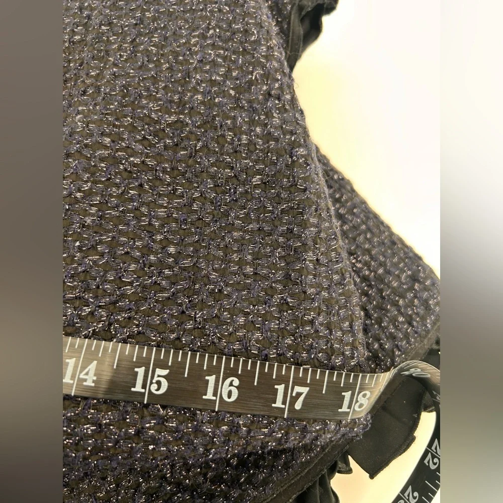 Mantu Italy Midi Dress Size IT 40 US 4 Navy Blue Tweed Metallic Sheath